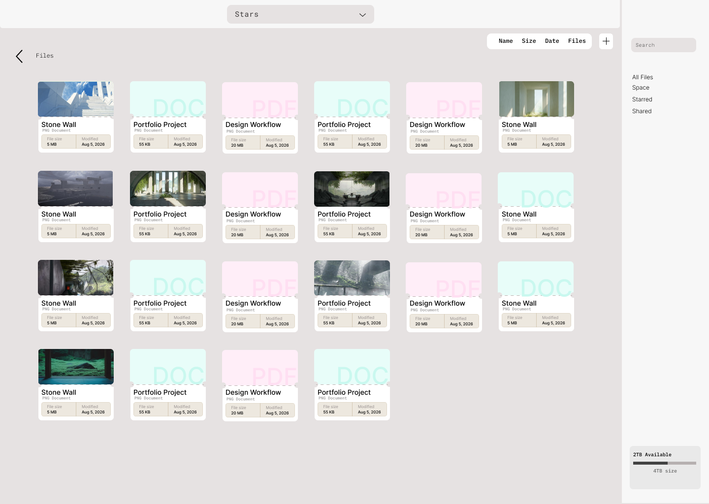 Visual File System expanded folder showing a dense grid of files