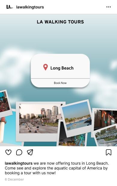 Instagram post announcing Long Beach tours