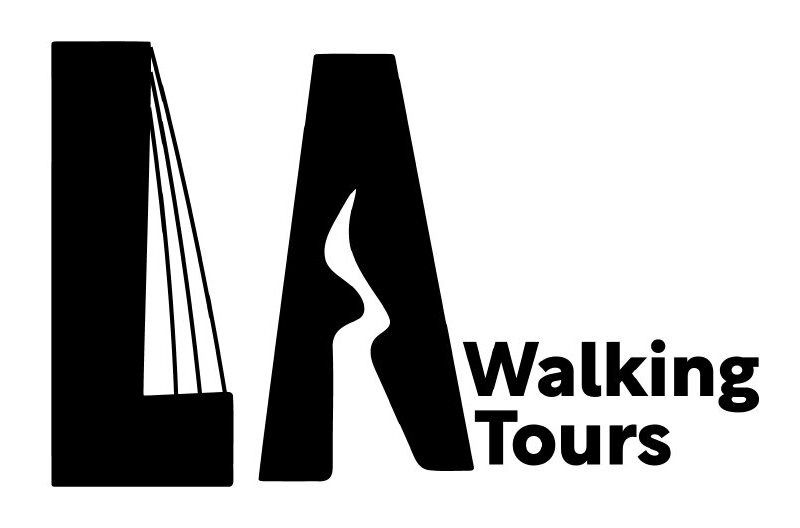 LA Walking Tours logo with architectural lines in the L and a winding path inside the A