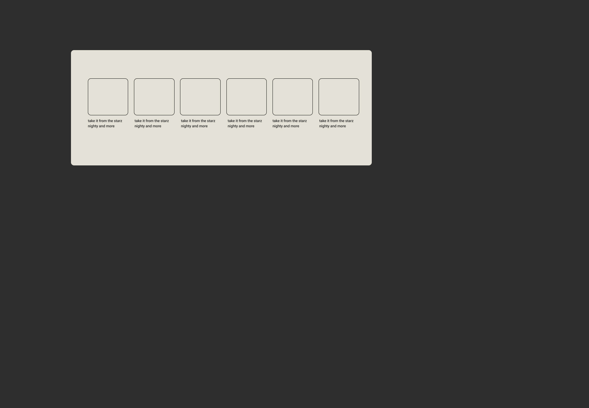 Focused wireframe showing six small recommendation cards