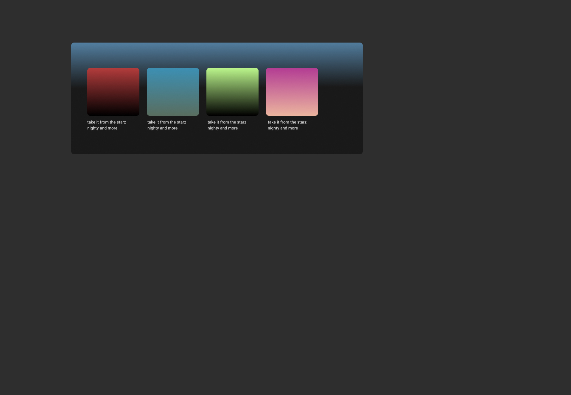 Close view of four colored recommendation cards